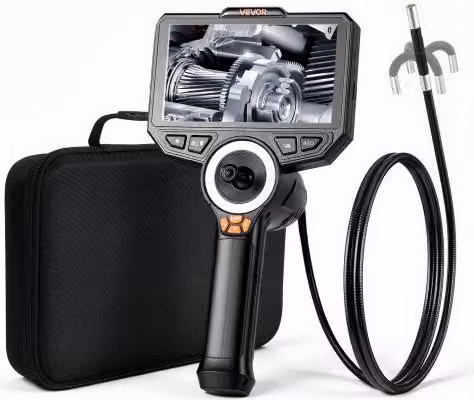 VEVOR Telecamera Endoscopica Articolata con Sonda da 6,2 mm e Luce, Rotazione a 360° in 4 Direzioni, Schermo IPS HD da 6'', Zoom 8x, Batteria da 7000 mAh, Cavo IP67 da 1,5 m, per Auto e Idraulica