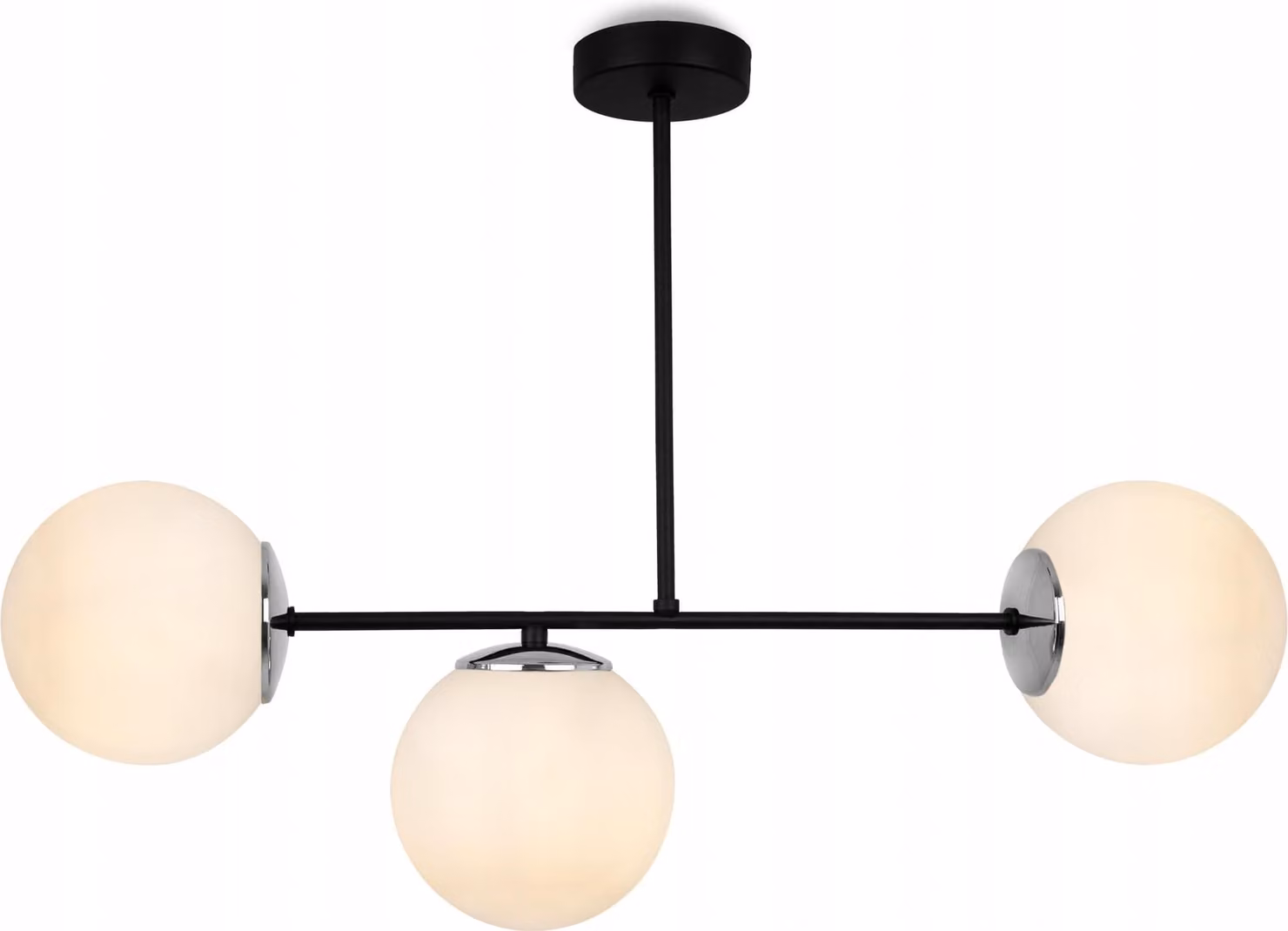 Light-Home Palermo - Lampada a sospensione in metallo e vetro - E27 - 3 lampadine - Nero e cromo