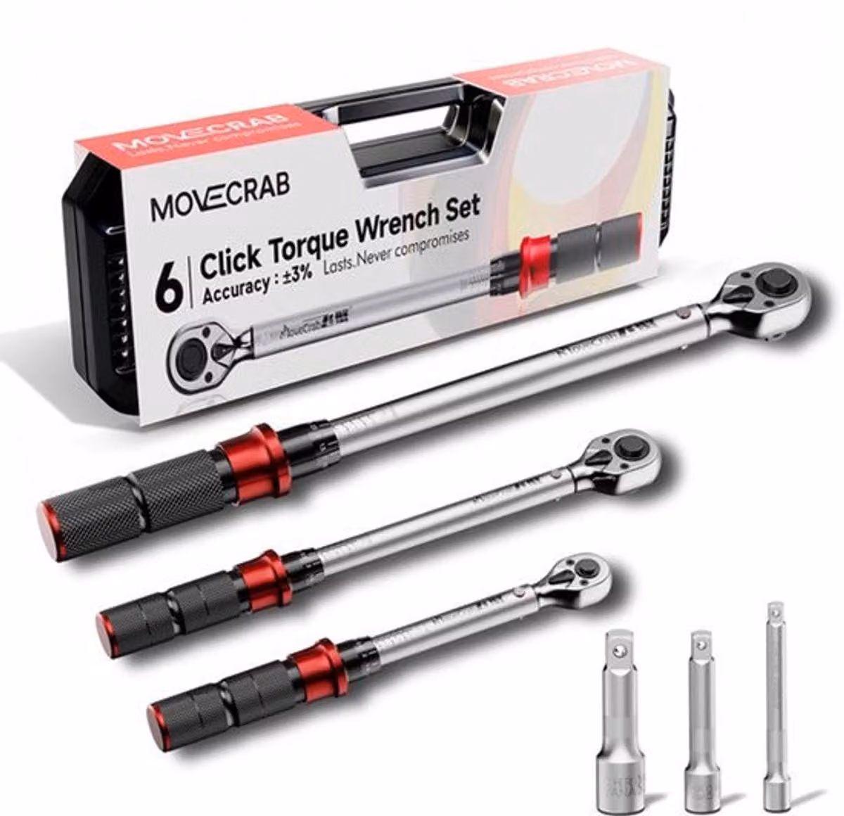 Set di chiavi dinamometriche - 6 pezzi - 5-220 Nm - Meccaniche - Con prolunghe - Per auto, moto e biciclette