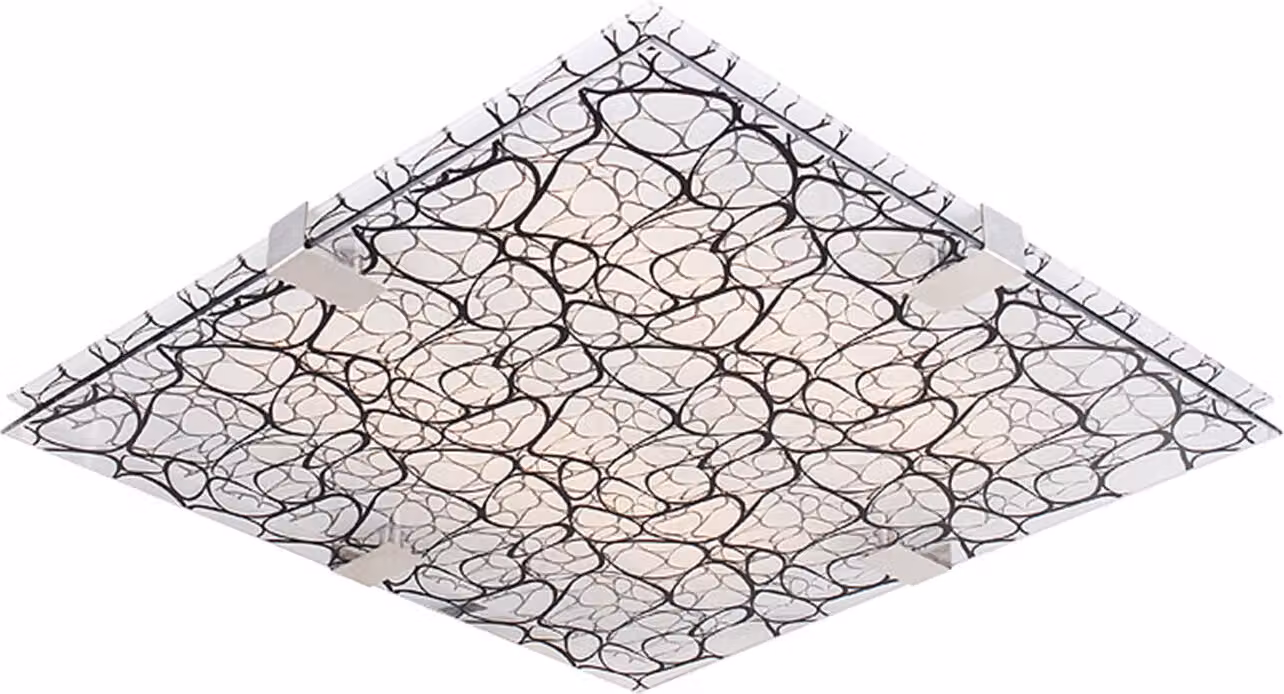 Plafoniera LED quadrata FIERA cromata nera 9W, luce bianca neutra 500 lm, vetro, dimensioni: 6x31x31 cm, IP20, Candellux
