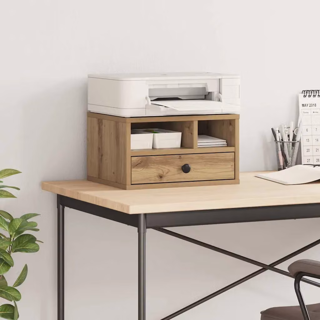 vidaXL Supporto per Stampante Moderno in Legno MDF, Colore Marrone e Nero, L/P/H: 40 x 32 x 24 cm