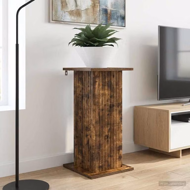 Set di 2 supporti per piante vidaXL in legno MDF color rovere fumo, L/P/H: 30,5 x 30 x 60,5 cm