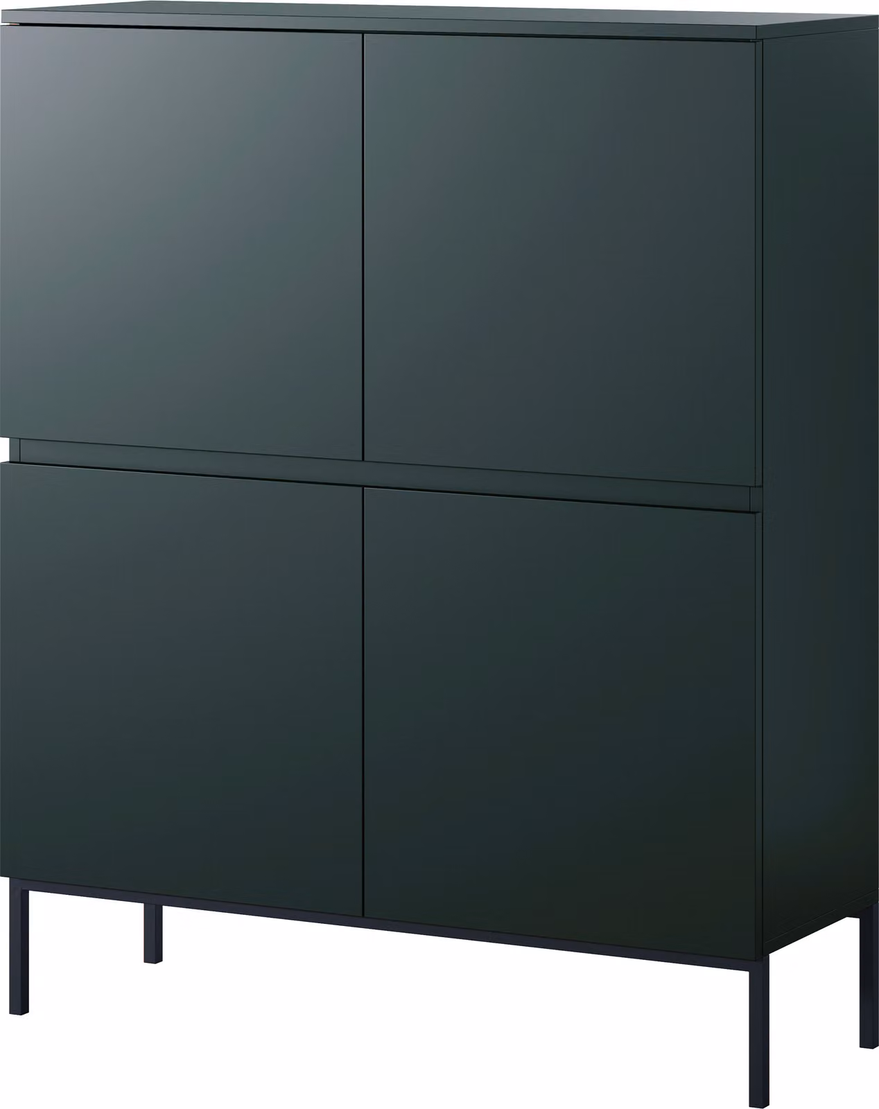 Selsey BEMMI - Credenza alta a 4 ante, verde scuro con gambe in metallo, larghezza 100 cm