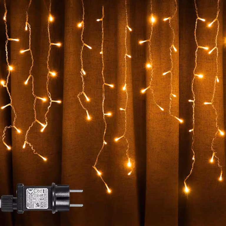 5M LED Ice Rain Fairy Lights bianco caldo 8 modalità di luce Tenda luminosa impermeabile Indoor Garden luci di Natale decorazione