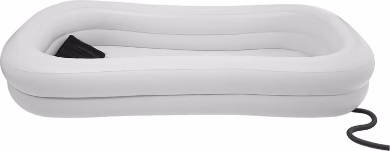 Vasca da bagno letto Doccia letto - Vasca da bagno per cure 220×100×38 cm - Doppio strato - Pieghevole e trasportabile - Con pompa e tubo flessibile - Per anziani e pazienti - Bianca