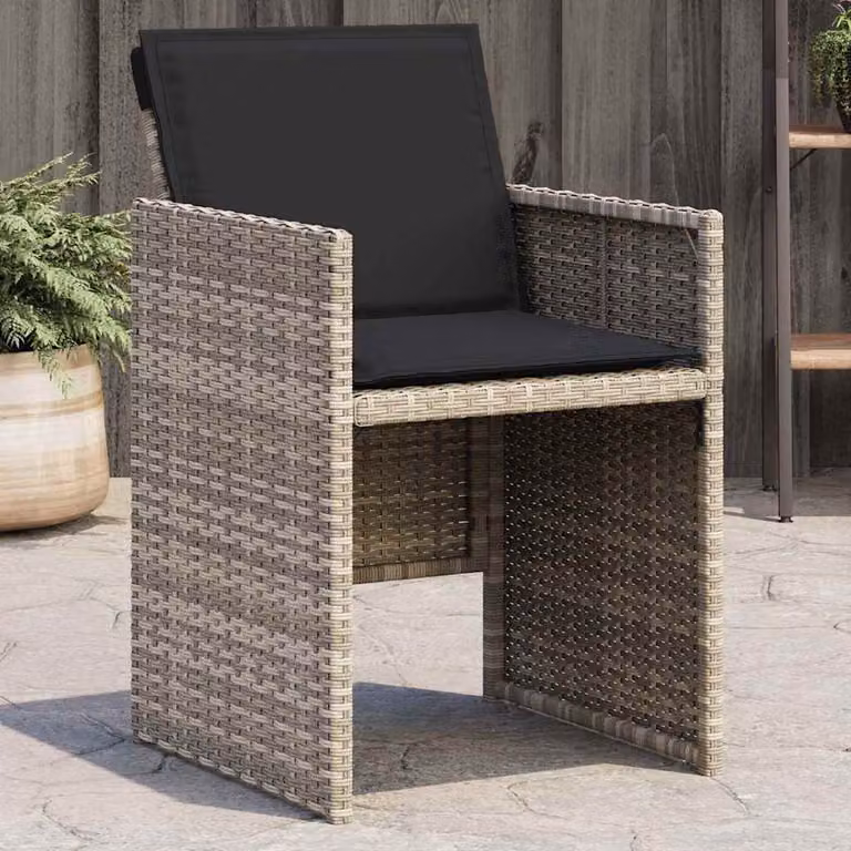 Set di 4 sedie da giardino con cuscini vidaXL in polyrattan grigio antracite con braccioli