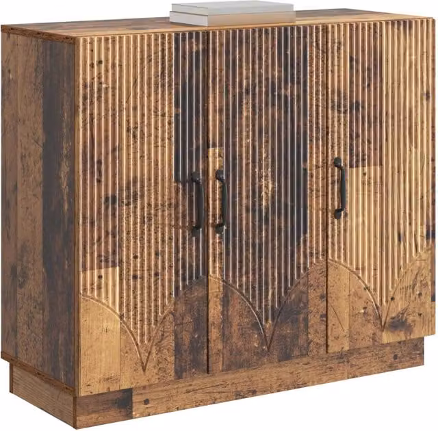 Credenza moderna in legno ingegnerizzato MDF color marrone per soggiorno o sala da pranzo, L: 89 cm, P: 34,5 cm, H: 77 cm