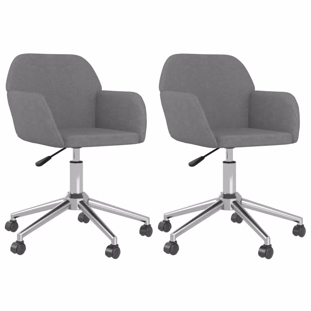 Set di 2 sedie da pranzo girevoli vidaXL in tessuto grigio con ruote e braccioli – 2