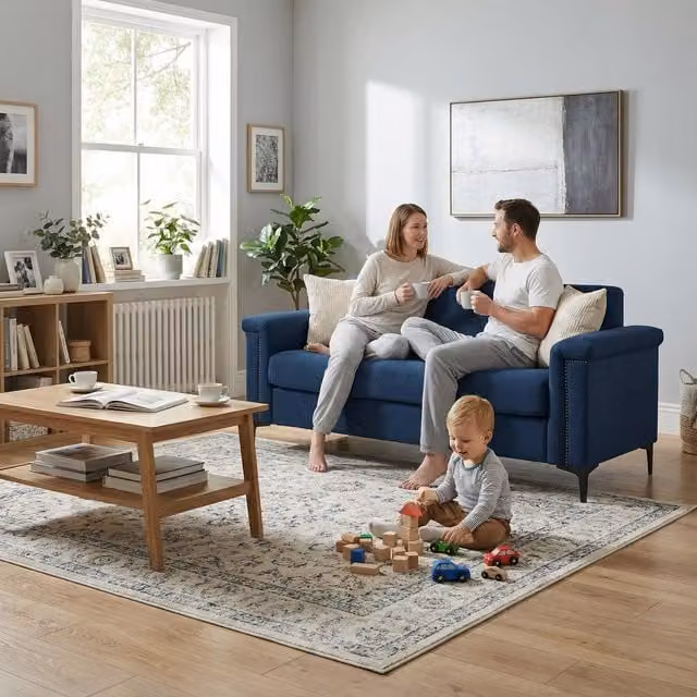 Divano 2 posti tessuto ¨C Minimal ¨C gambe in metallo grigio chiaro 145x75x80