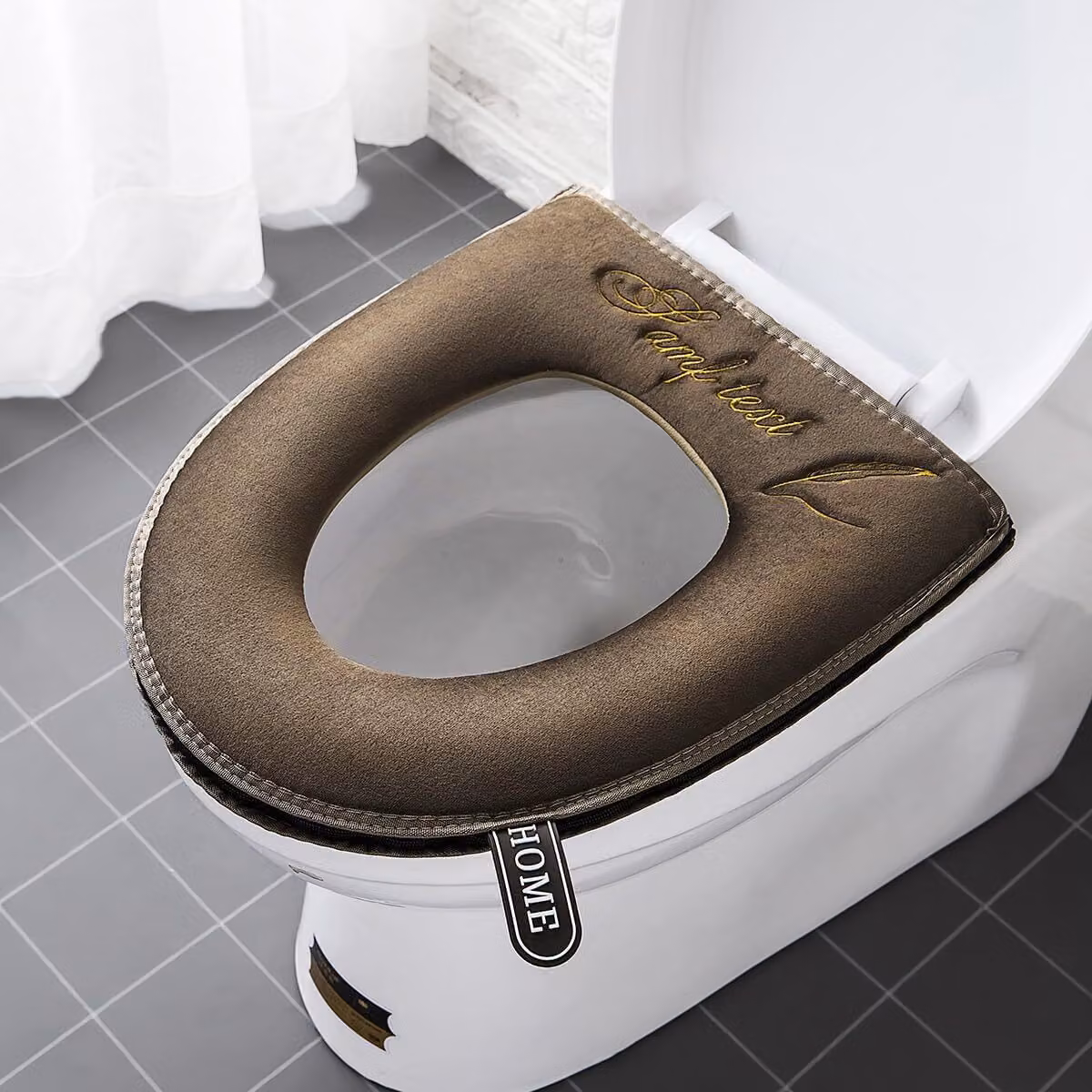 2 coprisedili da bagno più spessi con maniglia, coprisedile per WC, morbidi, spessi, lavabili, adatti a tutti i sedili WC ovali, marroni