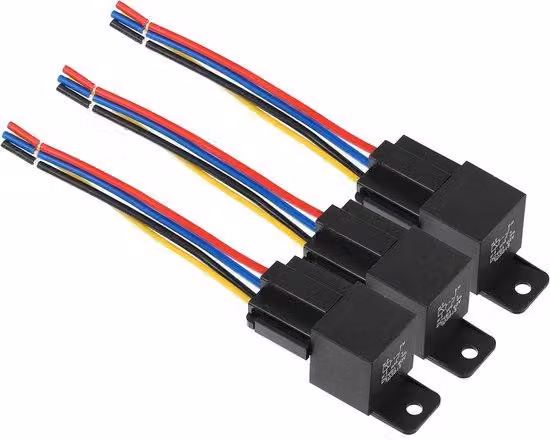 Set universale di 3 relè automatici da 48V e 40A per auto, con cablaggio – 5 pin – inclusi connettori
