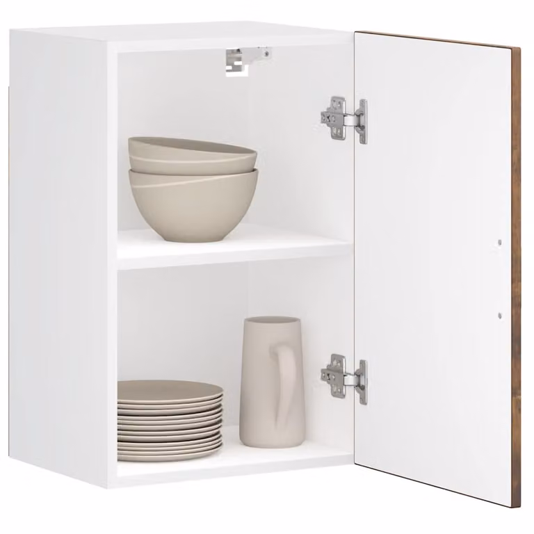 Pensile da cucina moderno vidaXL in legno e MDF, bianco e marrone, L: 60 cm, H: 31 cm, P: 40 cm