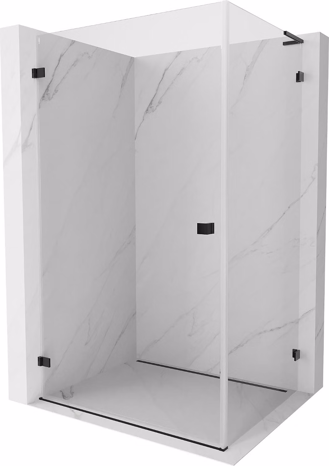 Mexen Lunar-B L cabina doccia battente sinistra 95 x 80 cm, trasparente, nero - 832L-095-080-70-00-L