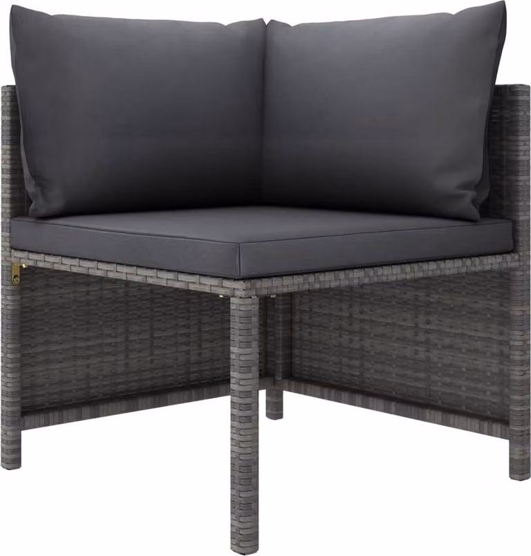 Set Divani da Giardino 10 pz con Cuscini in Polyrattan Grigio