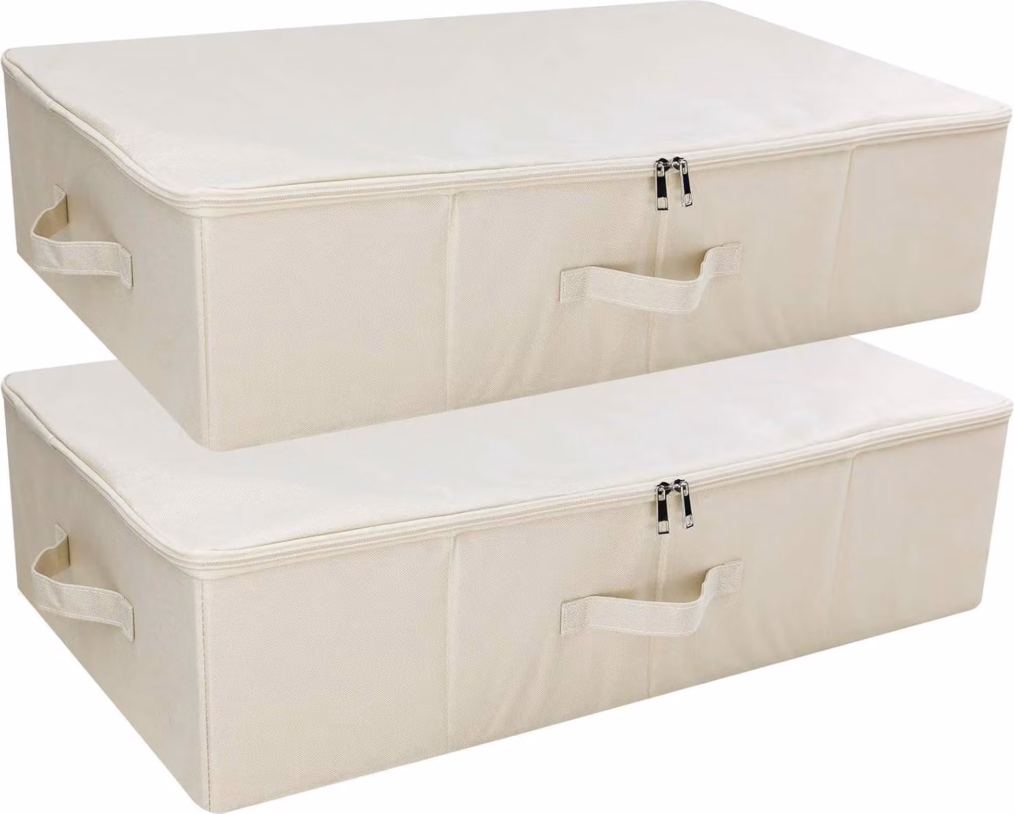 Contenitori pieghevoli, color beige, set da 2, salvaspazio, ideali per la camera da letto
