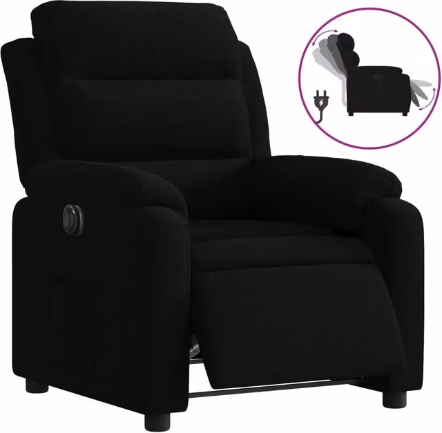 Poltrona | Sedia Relax Elettrica Reclinabile Nera in Tessuto