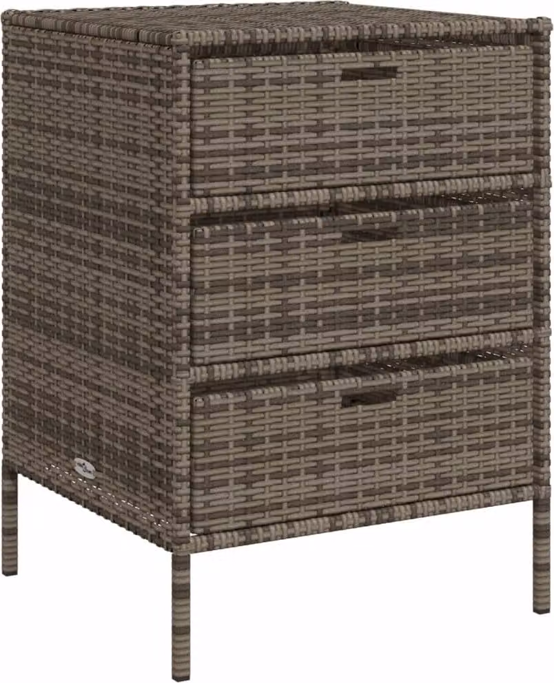 Armadietto Portaoggetti Giardino Grigio 55x59x80cm Polyrattan