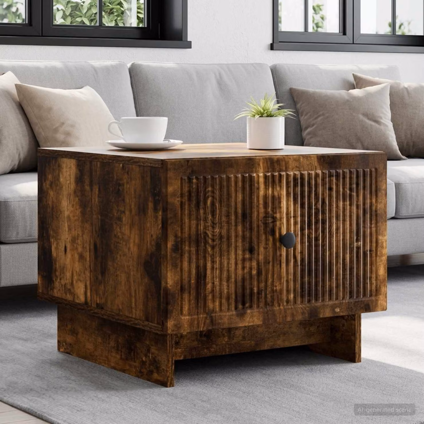 vidaXL Tavolino da salotto moderno in legno color rovere marrone L: 49 cm, P: 50 cm, H: 40 cm