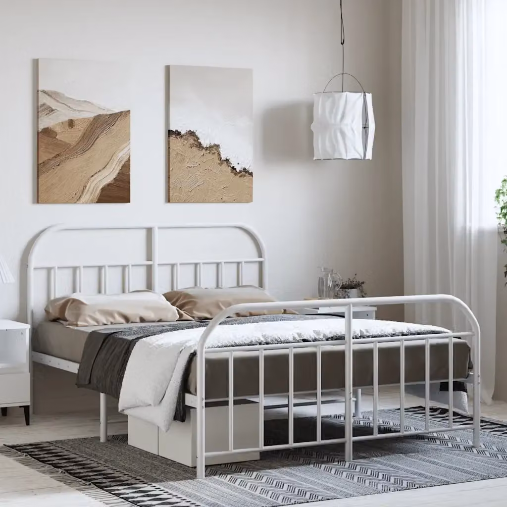 Letto matrimoniale DESIGN IN con testiera e pediera in metallo bianco L/P/H: 150 x 200 x 100 cm – 2