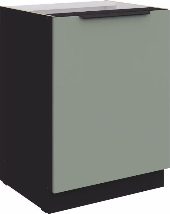 Mobile basso a un'anta LUNARA - larghezza 60 cm, verde / nero