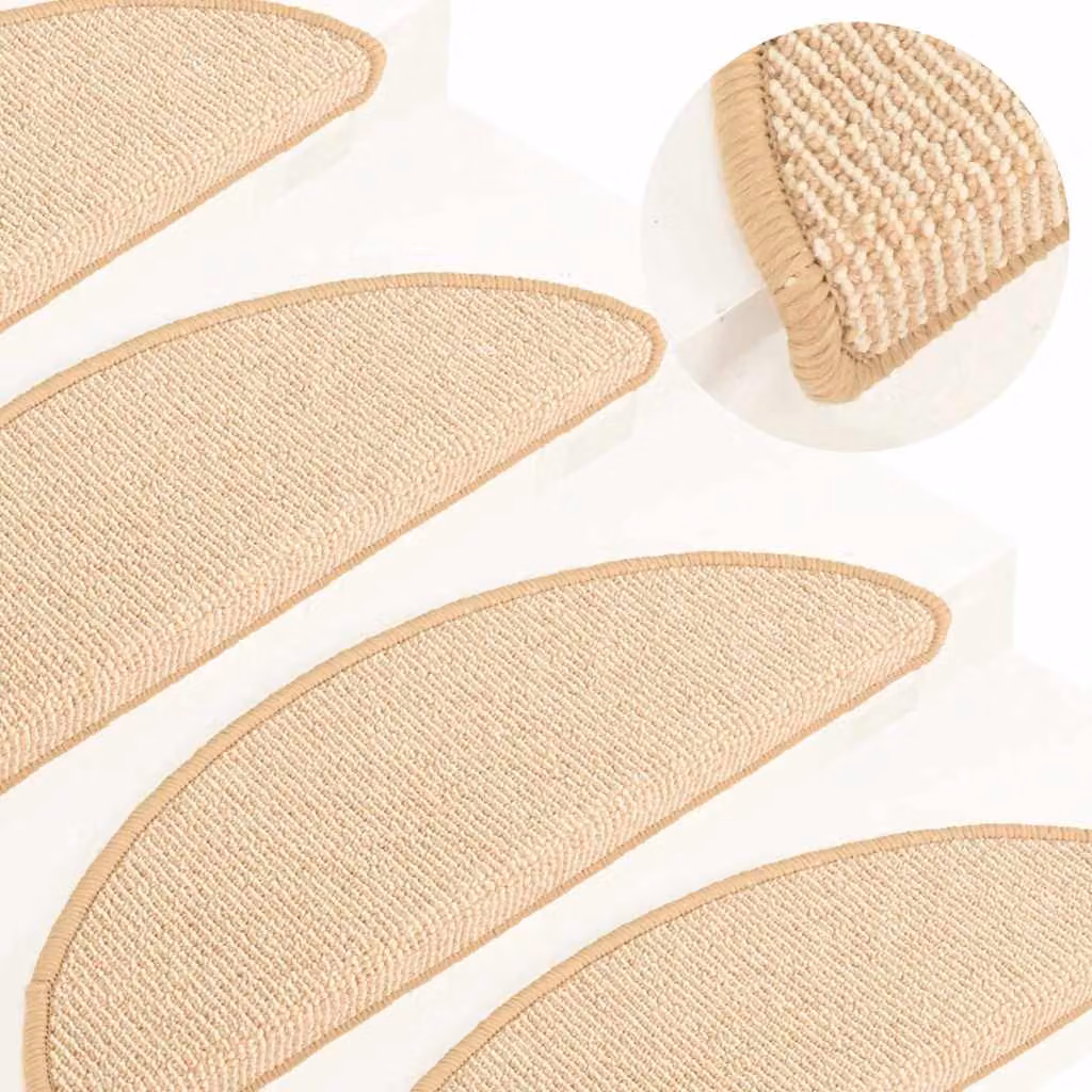 Set di 15 tappetini per scale semicircolari vidaXL in polipropilene antiscivolo e fonoassorbenti, colore beige, L: 56 cm, P: 17 cm, H: 3 cm