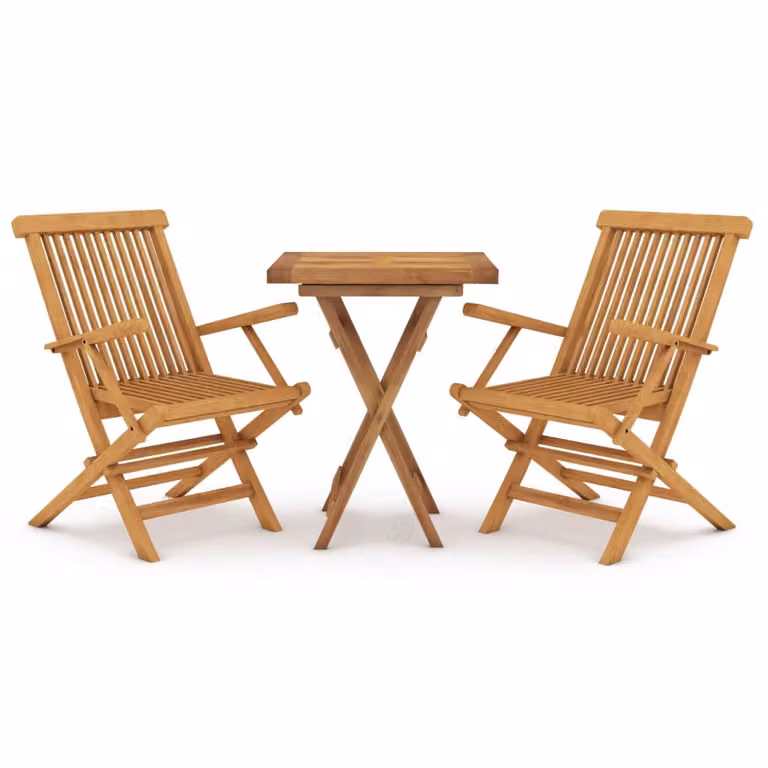 Set da Pranzo per Giardino 3 pz in Legno Massello di Teak