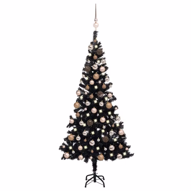 Maison Exclusive - Albero di Natale artificiale con luci e palline, nero, 120 cm