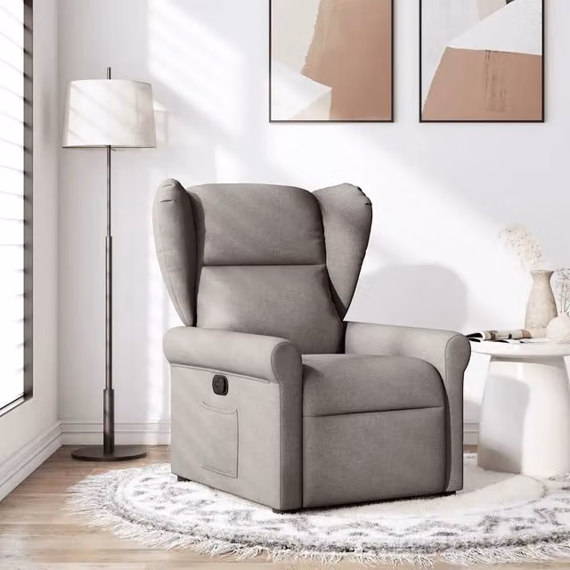 Poltrona Reclinabile Relax vidaXL in Tessuto Beige e Grigio con Braccioli e Regolazione Manuale