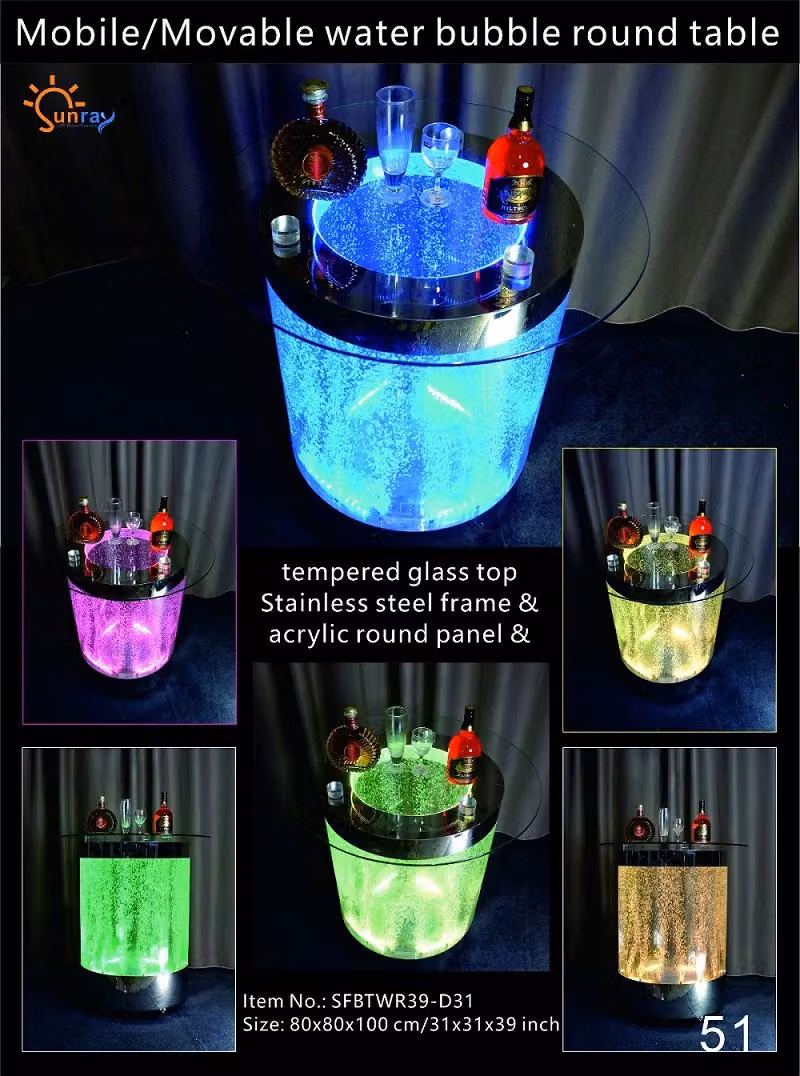 Led Bar Tisch Wasser Wand Bar Theke Regal Möbel Beleuchtete Couchtisch rund Steh