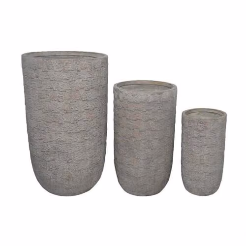 Set 3 Vasi Oleandro in Fibra di argilla Grigio
