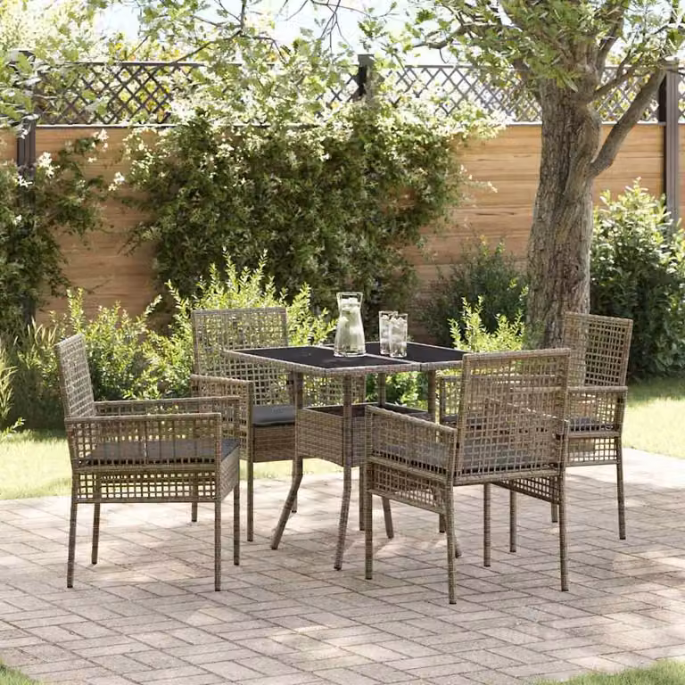 Maison Exclusive - Set da Pranzo per Giardino 5 pcs Grigio polyrattan