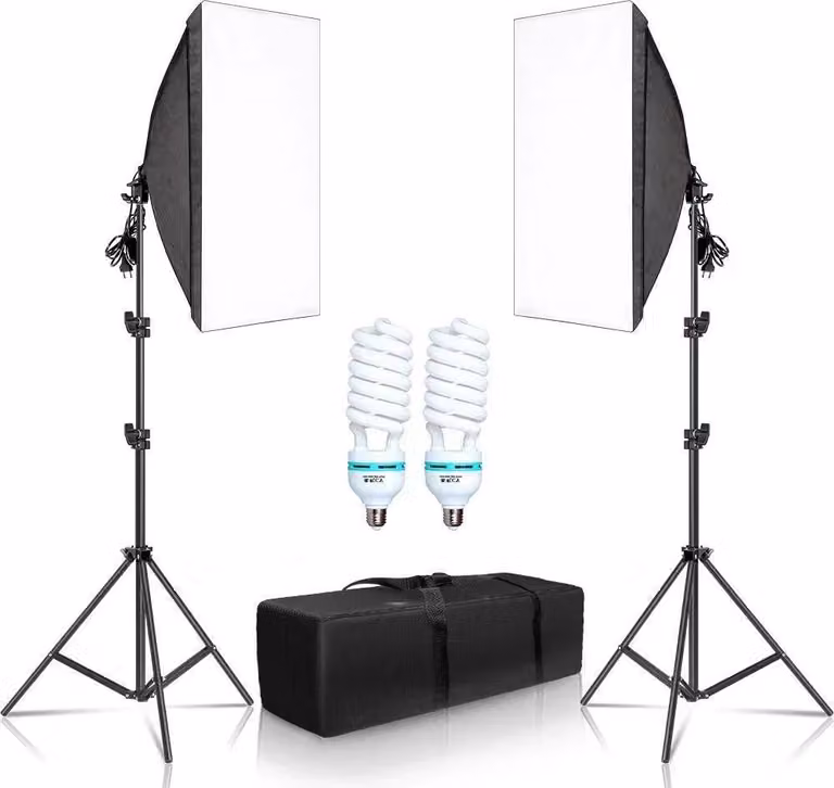 Set di illuminazione con softbox, stativo regolabile, compatibilità versatile, lampadine da 135 W
