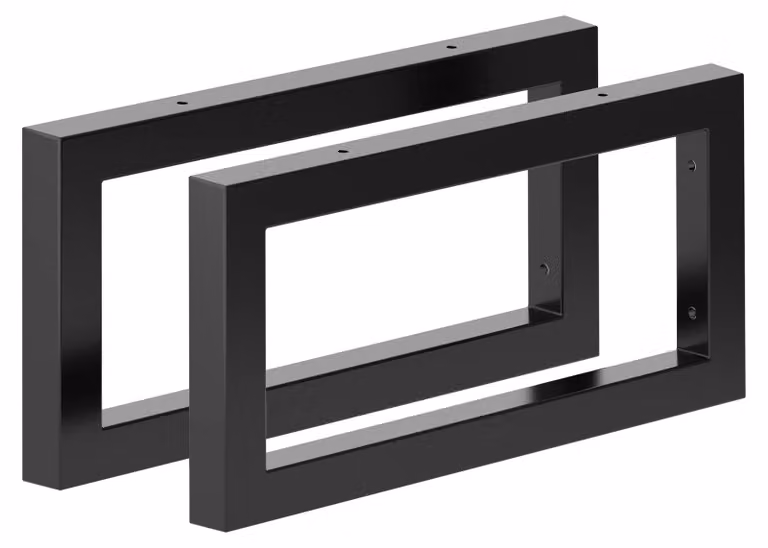 Console per lavabo in acciaio, finitura nera opaca, set da 2 pezzi, larghezza 40 cm