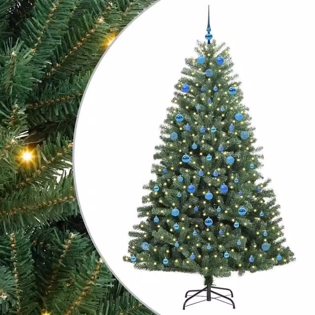 Albero di Natale Artificiale-Albero Natalizio con Rami Pieghevoli Verde 210 cm 693127