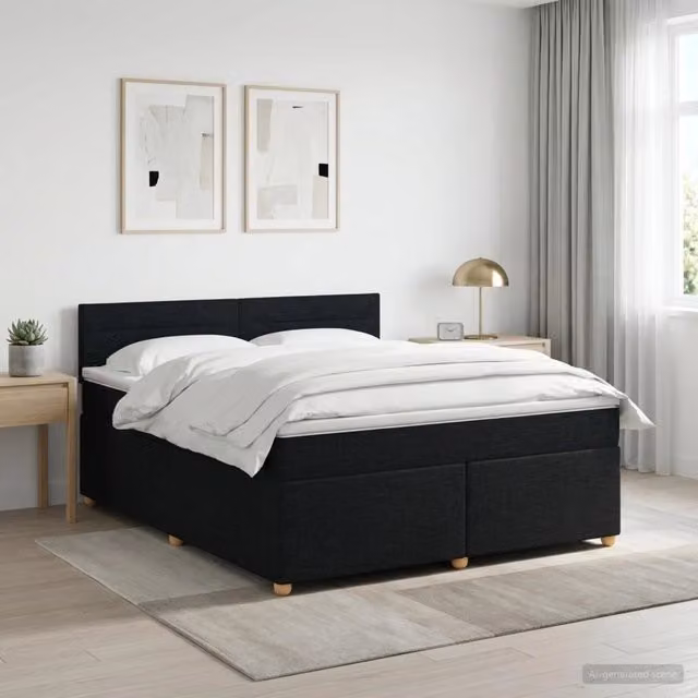 Letto box spring con materasso ibrido vidaXL in tessuto nero L 160 x P 200 cm – 1