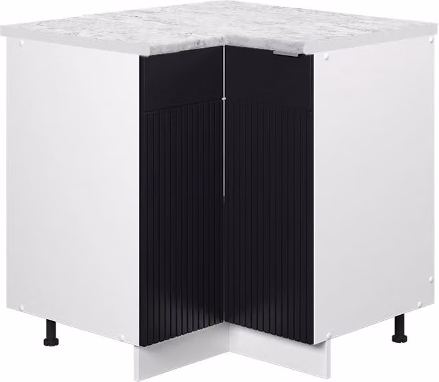 Mobile ad angolo cucina Fame-Line Nero rigato/Bianco 80.5 cm, PL Marmo Vicco