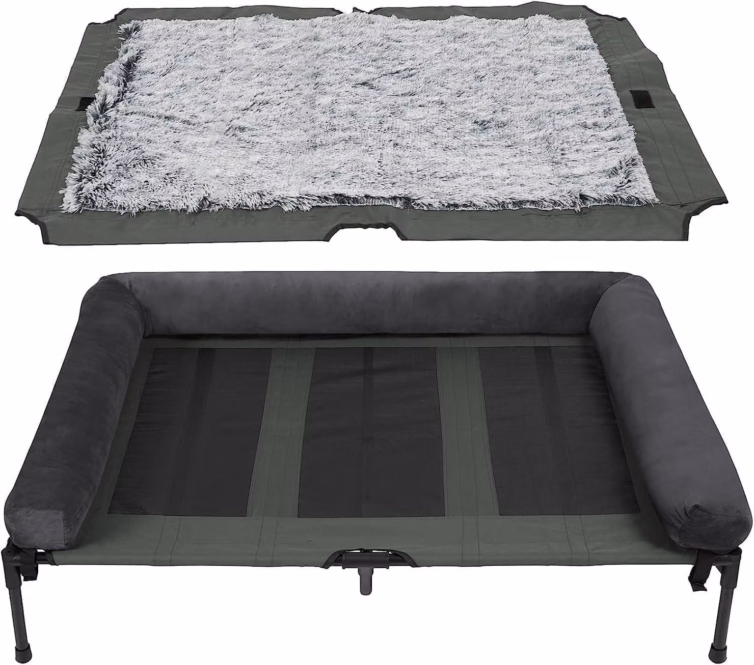 Letto rialzato per cani, taglia XXL, 130x90x18 cm, con tappetino in peluche, adatto per l'esterno
