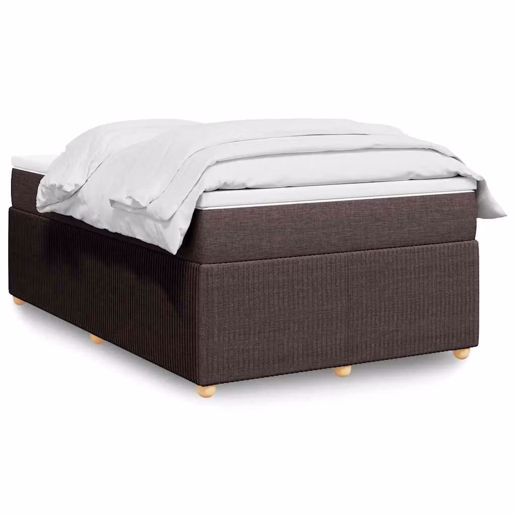 vidaXL Giroletto a Molle con Materasso in Tessuto Marrone e Bianco L/P/H: 120 x 200 cm – 1