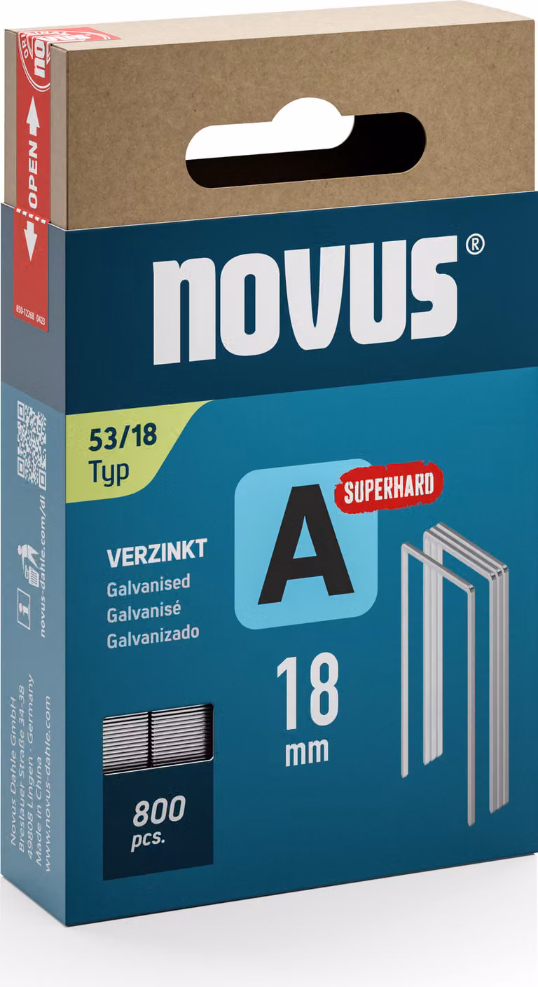 Punto metallico fine A tipo 53 w.11,3mm 18mm 0,75mm superhard 800 pz.NOVUS