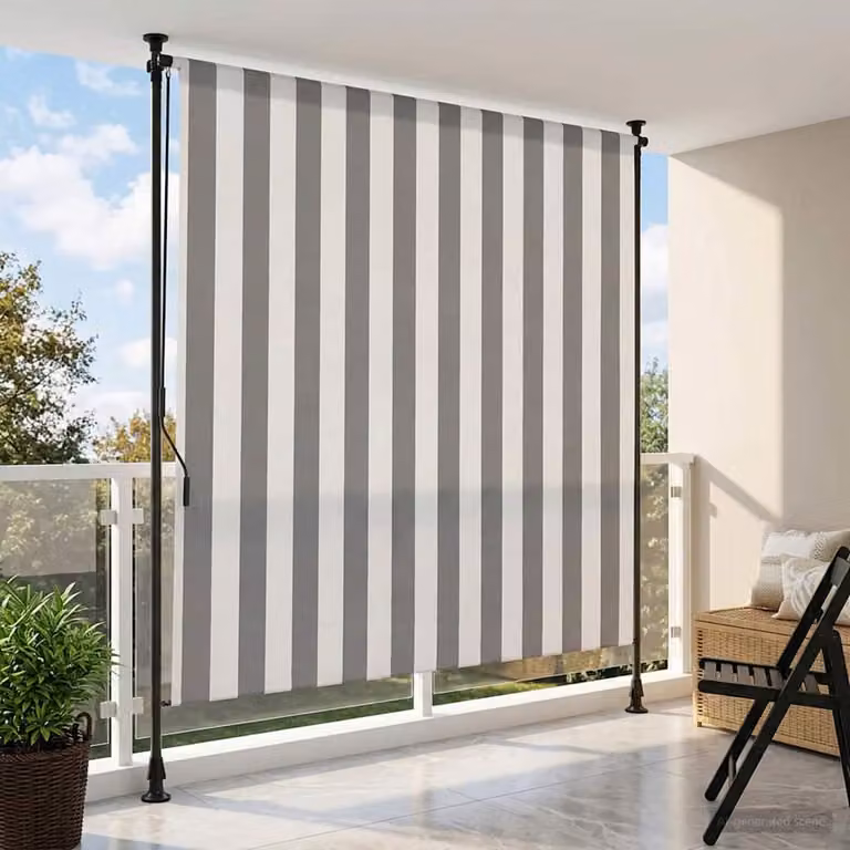 vidaXL Tenda a Rullo Esterna in Poliestere e Alluminio, Colore Antracite e Bianco, L: 150 cm x H: 275 cm