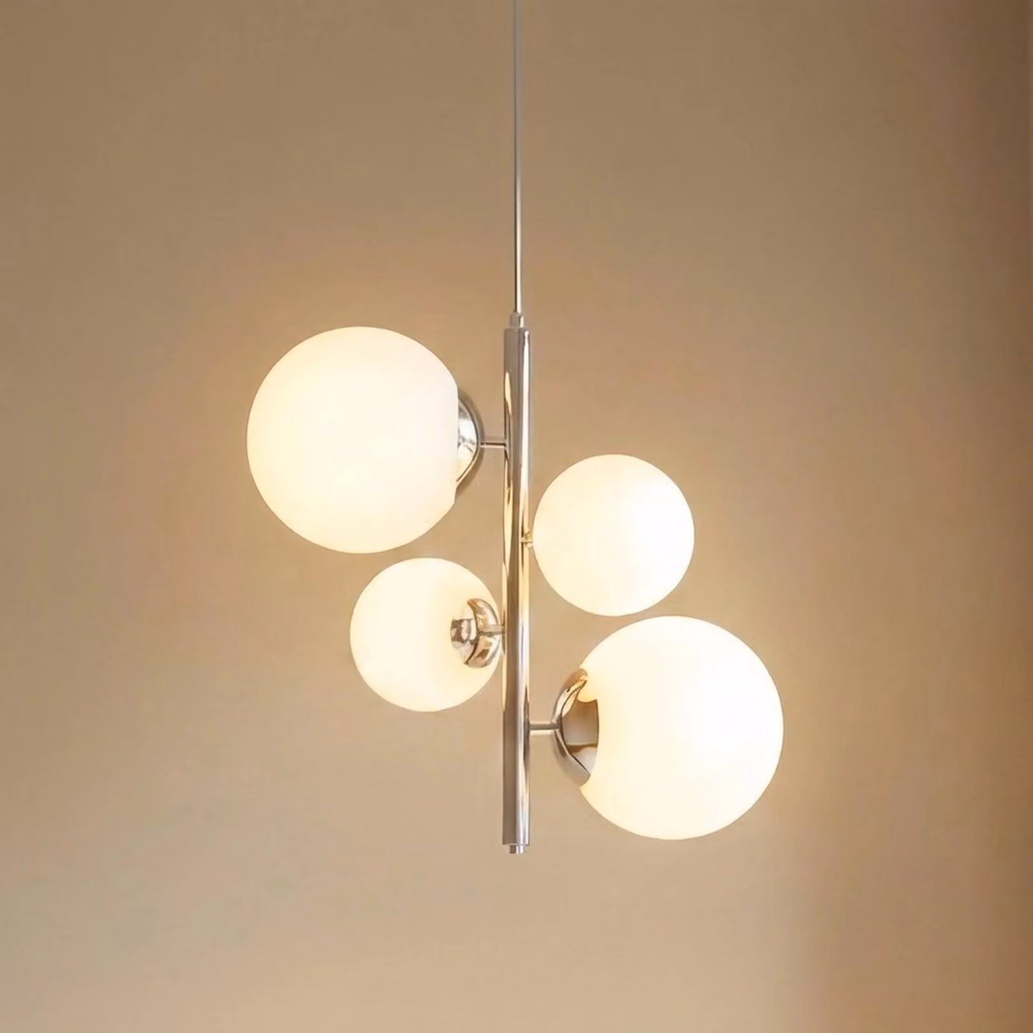 Lampada a sospensione Dione ALDEX, dimmerabile, Cromo / Argento, Soggiorno / Sala da pranzo, Vetro, Moderno, Lampada a sospensione