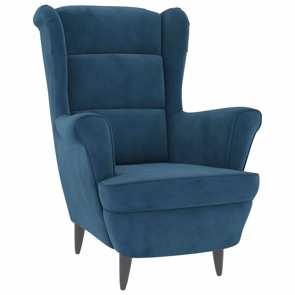 Poltrona relax moderna in velluto blu con braccioli e seduta a vasca per il tuo soggiorno – 2