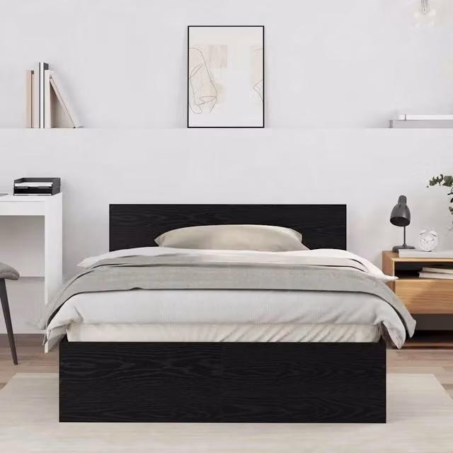 Struttura letto con testata Rovere Nero 120 x 190 cm 3376062