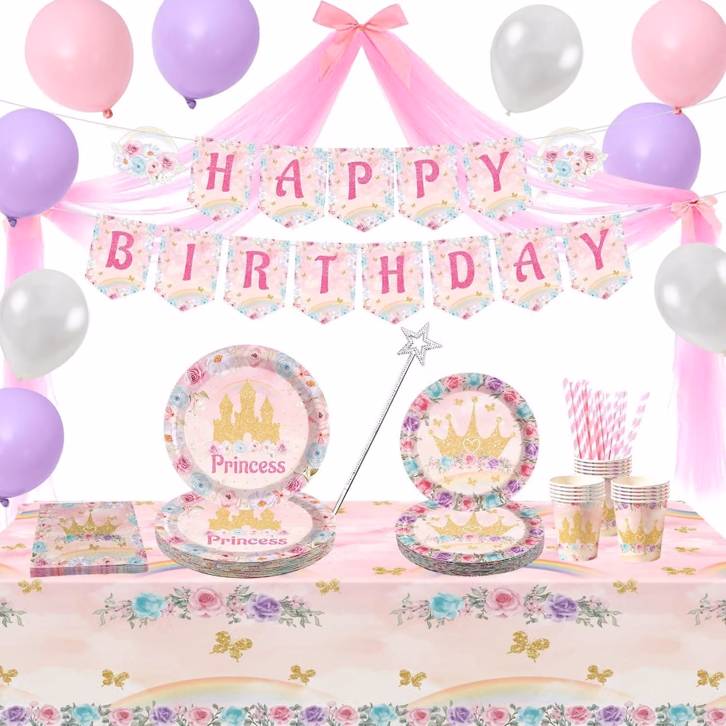Omgoods - Set per feste a tema principesse, per 20 invitati