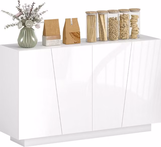 Mobiletto Multiuso HOMCOM Bianco con 5 Livelli e Ripiani Regolabili, L: 150 cm, P: 40 cm, H: 88 cm