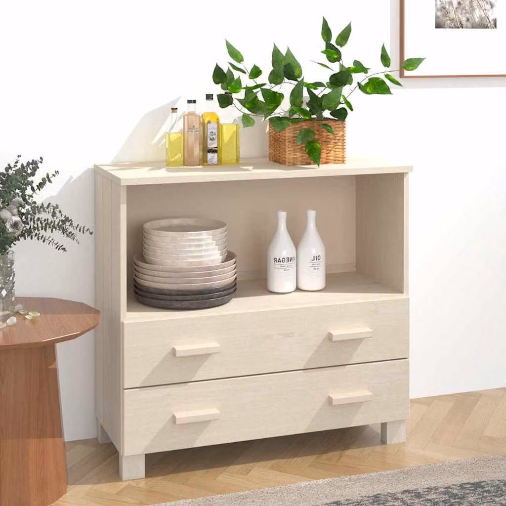 Credenza HAMAR vidaXL in legno massello di pino, colore ambra, L 85 cm x P 35 cm x H 80 cm