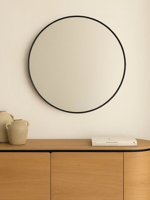 Specchio rotondo Kenay Home Egel nero da parete, Diametro: 80 cm