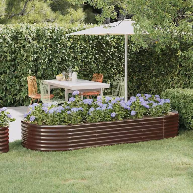 Letto da giardino rialzato vidaXL in acciaio zincato marrone L: 249 cm, P: 100 cm, H: 36 cm