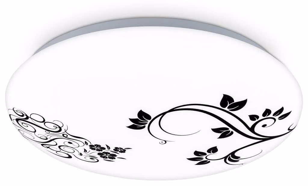 BRILONER KORA Plafoniera LED, luce bianca neutra, design floreale, bianco-nero, 28 x 6,5 cm