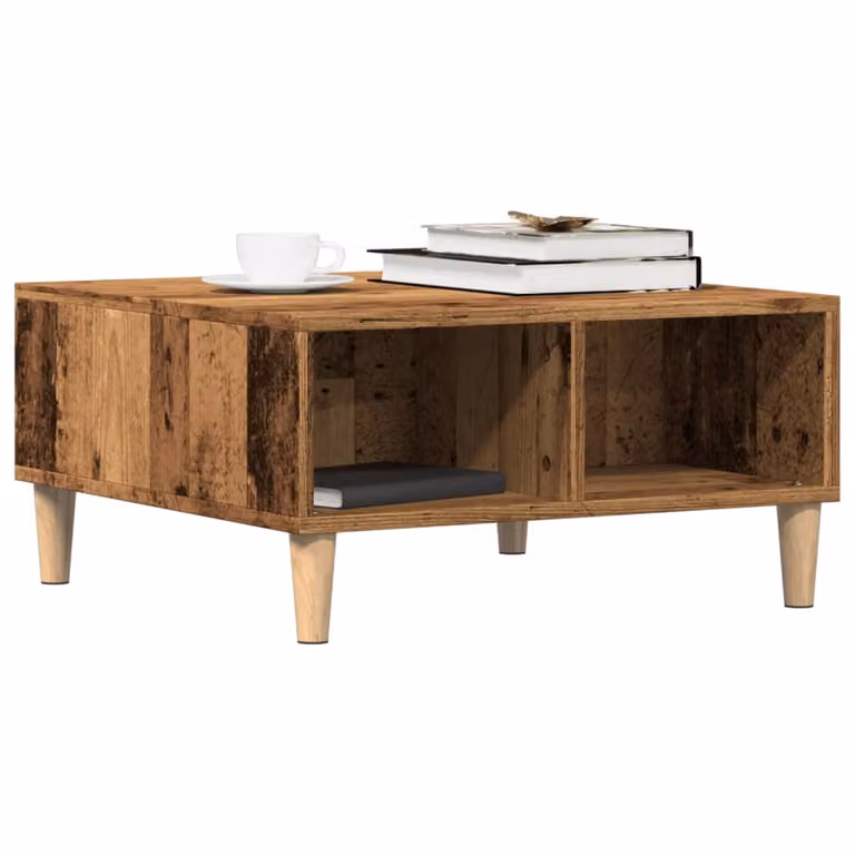 vidaXL Tavolino da Salotto Quadrato in Legno Antico Marrone L/P/H: 60 x 60 x 30 cm